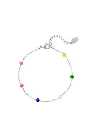 Bracelet grosses perles colorées Argenté Acier inoxydable h5 
